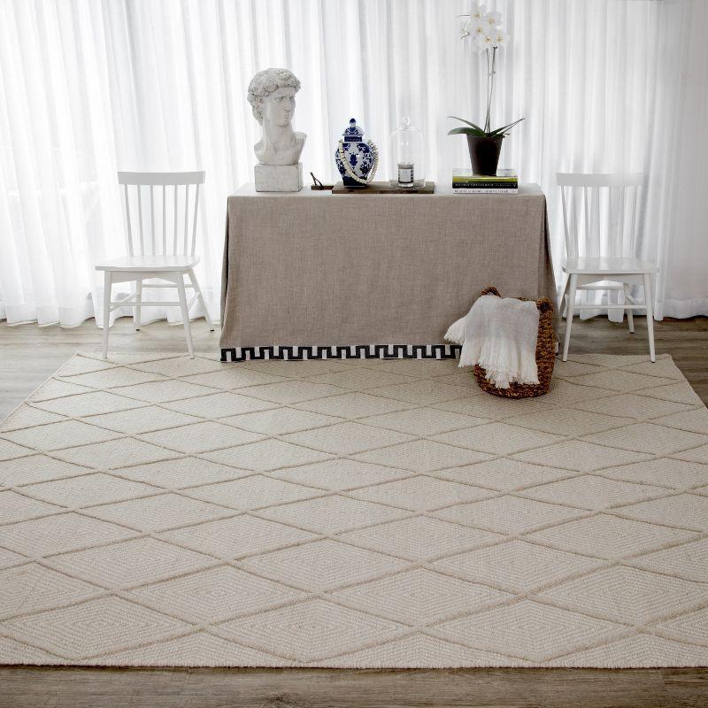 Langdon Geometric Handmade Flatweave Wool Beige Area Rug