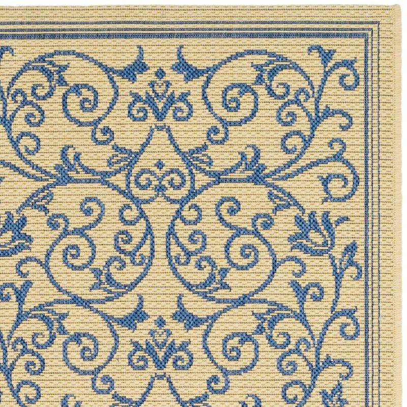 Handmade Rectangular Natural/Blue Synthetic Easy Care Rug