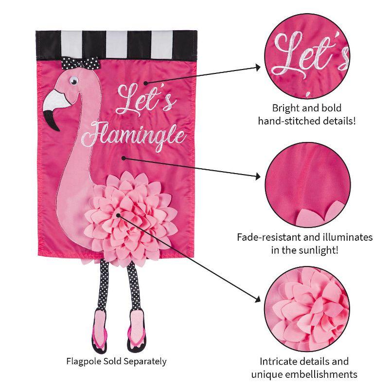 Evergreen Flag Let's Flamingle Garden Applique Flag