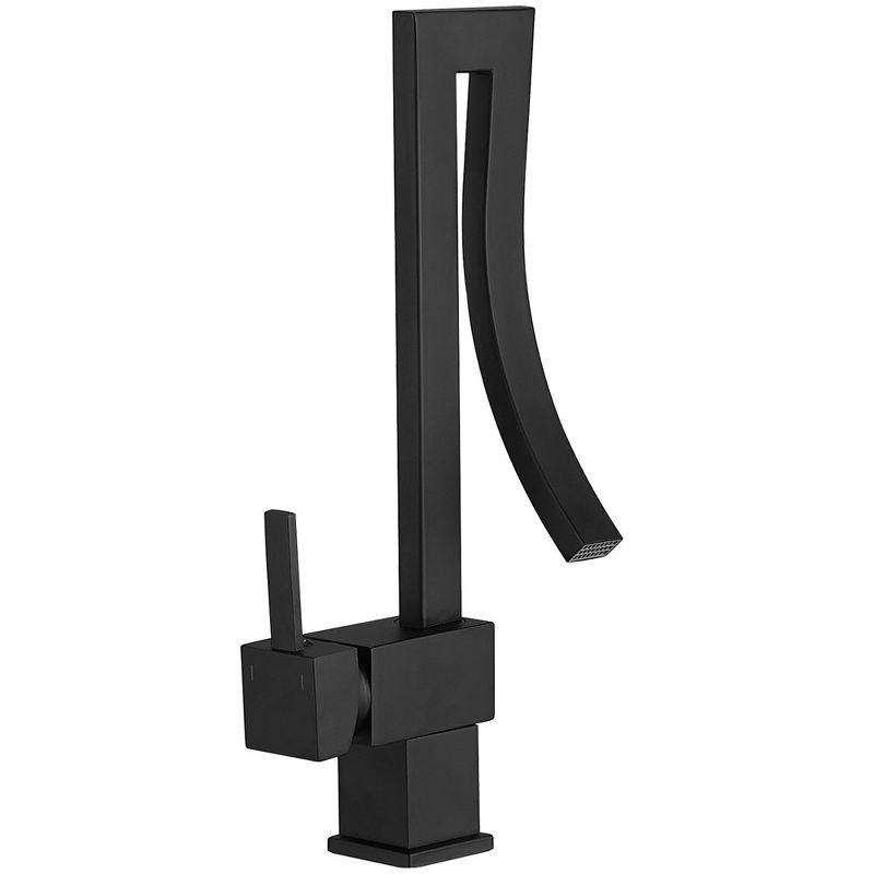 Matte Black Modern High-Arc Single Handle Bathroom Faucet