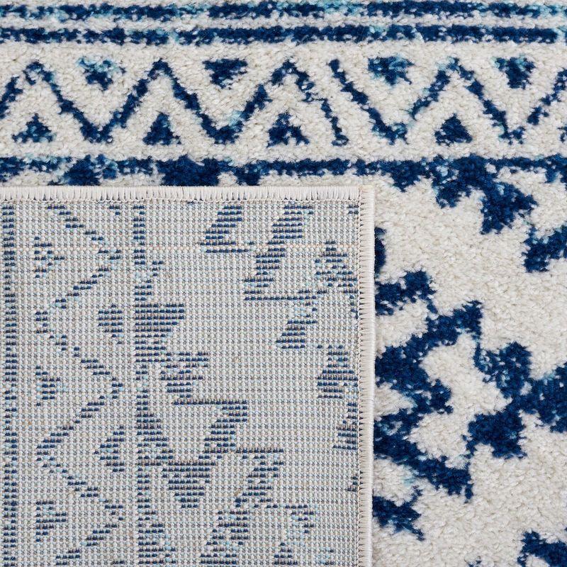 Ivory and Navy Geometric Hand-Knotted Easy Care Area Rug