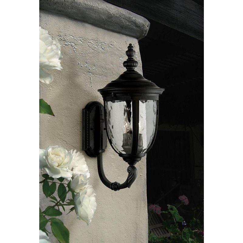 John Timberland Bellagio Vintage Rustic Outdoor Wall Light Fixture Textured Black Upbridge 21" Clear Hammered Glass for Post Exterior Barn Deck House