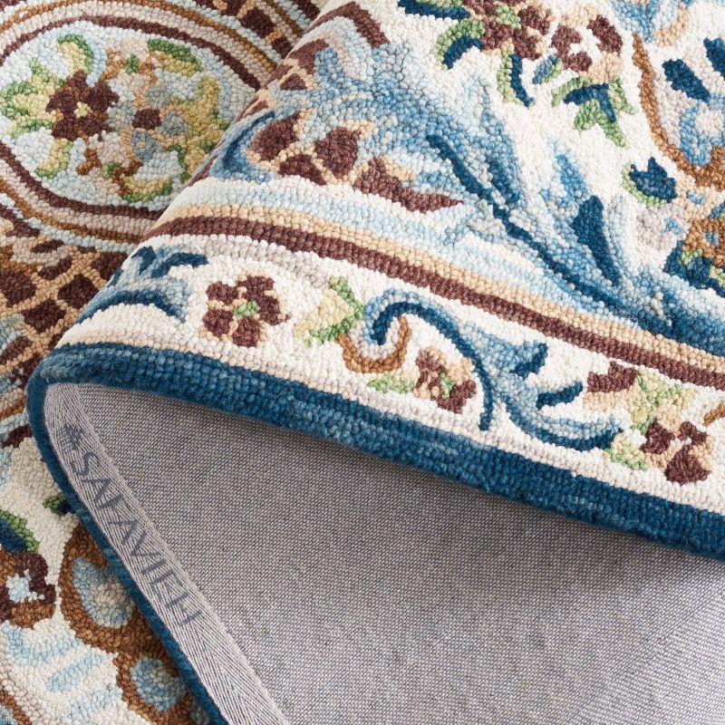 Aubusson AUB202 Handmade Tufted Accent Rug - Ivory/Blue - 3' X 5' - Safavieh