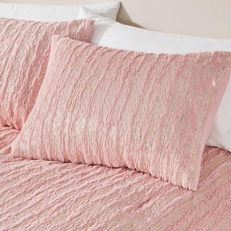 510 Design Metallic Print Faux Fur Comforter Set
