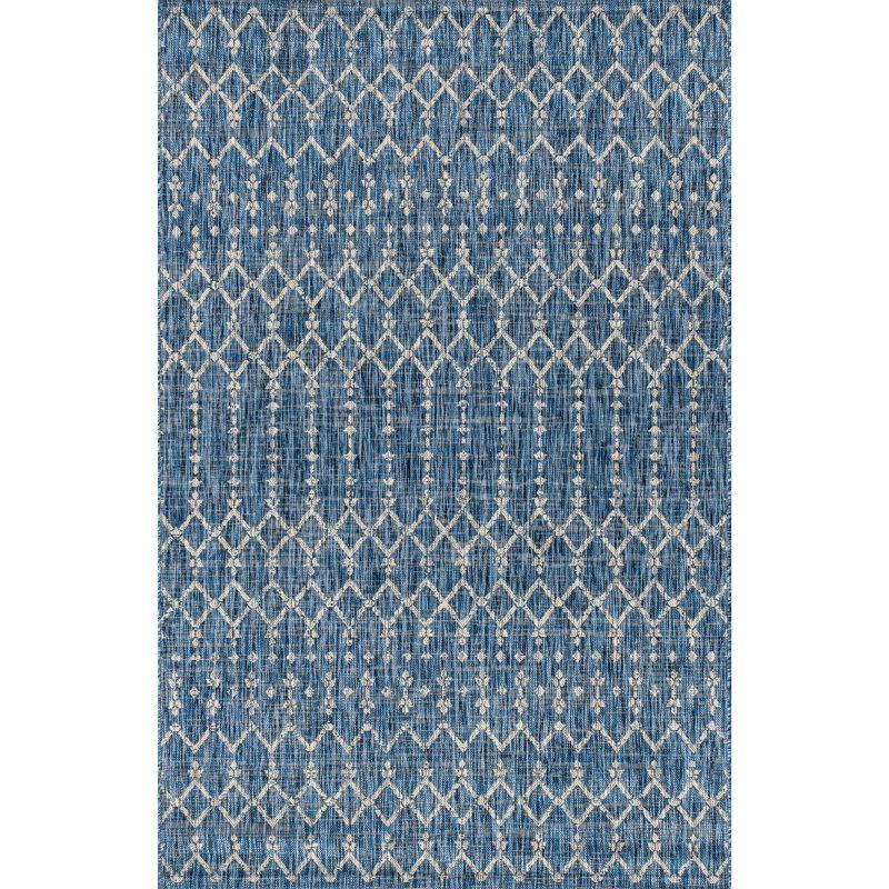 8'x10' Ourika Moroccan Geometric Textured Weave Indoor/Outdoor Area Rug, Navy/Light Gray - JONATHAN Y