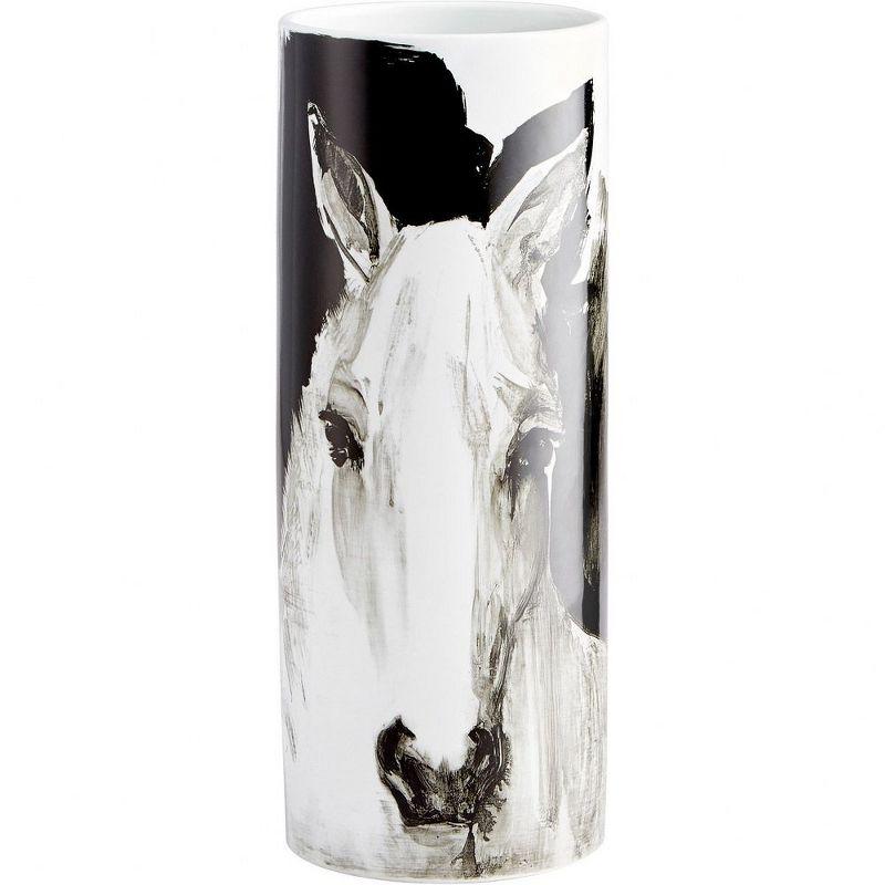 Black and White Ceramic Horse Portrait Table Vase