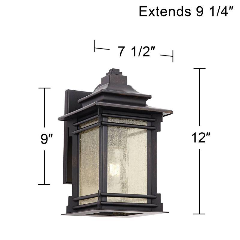 Franklin Iron Works Hickory Point Rustic Farmhouse Outdoor Wall Light Fixture Walnut Bronze 12" Frosted Cream Glass for Post Exterior Barn Deck House