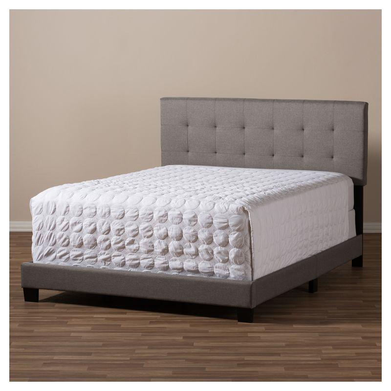 Full Brookfield Modern and Contemporary Fabric Upholstered Grid Tufting Bed Gray - Baxton Studio: MDF Panel Design, Spot Clean
