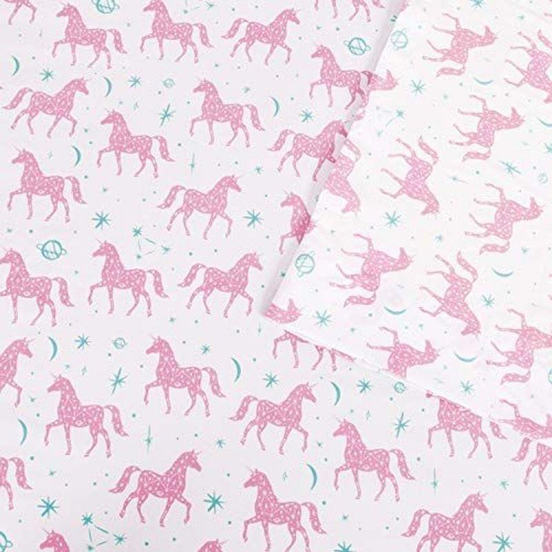 Tadpoles 4-Piece Unicorn Constellation Sheet Set | 1 Full Flat Sheet, 1 Full Fitted Sheet & 2 Queen Pillowcases