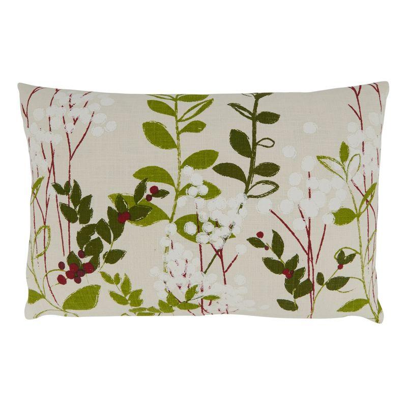 Natural Cotton Holiday Botanical Throw Pillow