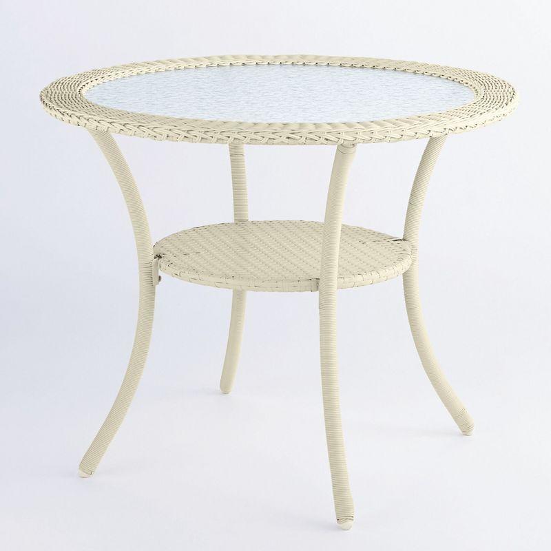 BrylaneHome Roma All-Weather Resin Wicker Bistro Table - White