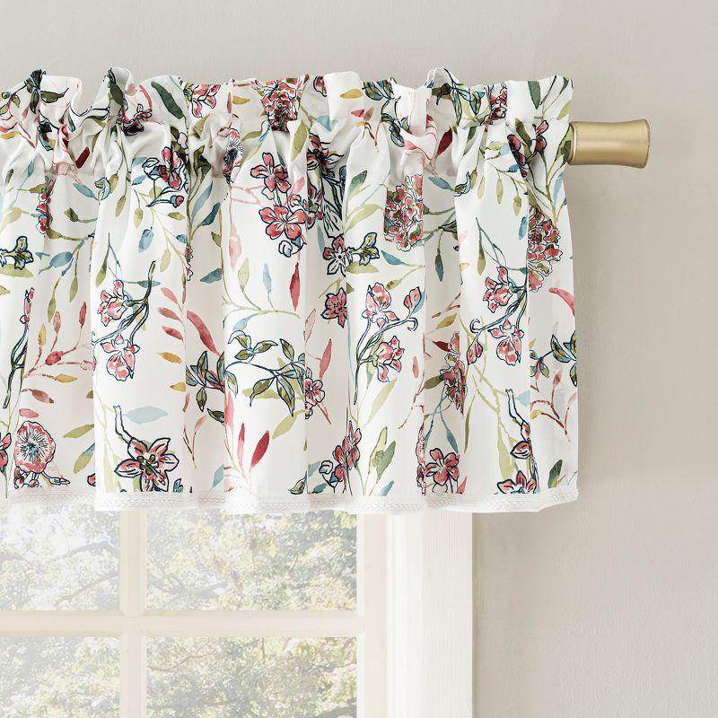 54"x18" No. 918 Semi-Sheer Lily Garden Watercolor Floral Rod Pocket Curtain Valance Rose Pink: Window Treatments