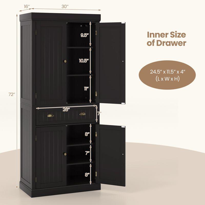 Costway Kitchen Cabinet Pantry Cupboard Freestanding with Shelves Espresso