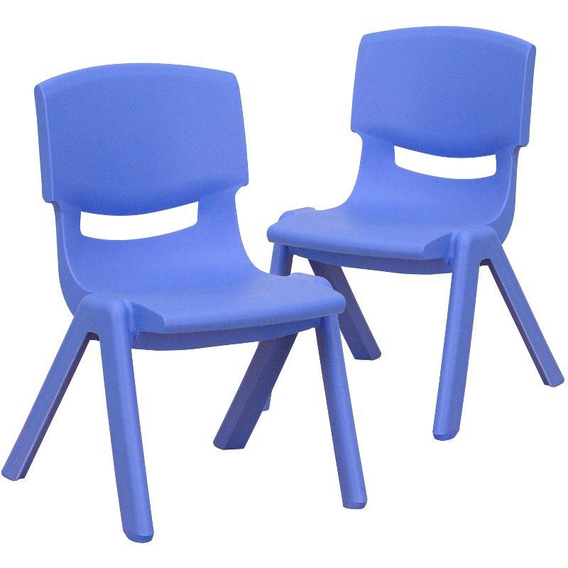 Whitney Stackable Blue Plastic Preschool Chairs, 2 Pack