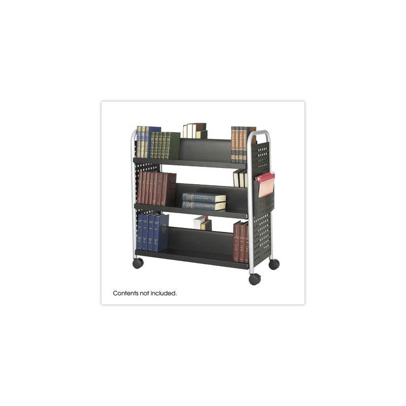 Safco Scoot Double-Sided Book Cart, Metal, 6 Shelves, 1 Bin, 41.25" x 17.75" x 41.25", Black