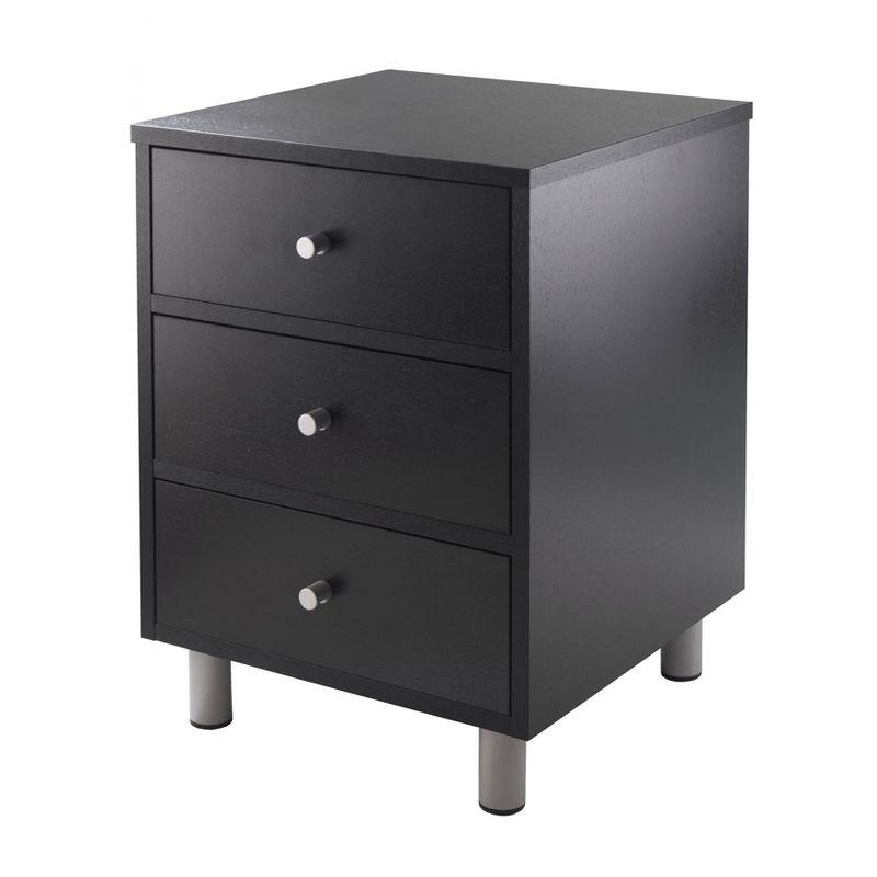 Daniel Black Composite Wood 3-Drawer Nightstand