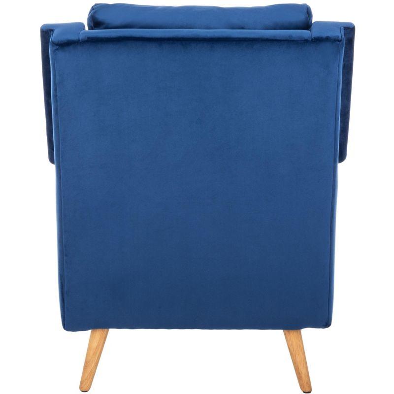 Contemporary Navy Velvet Armchair with Solid Oak Legs