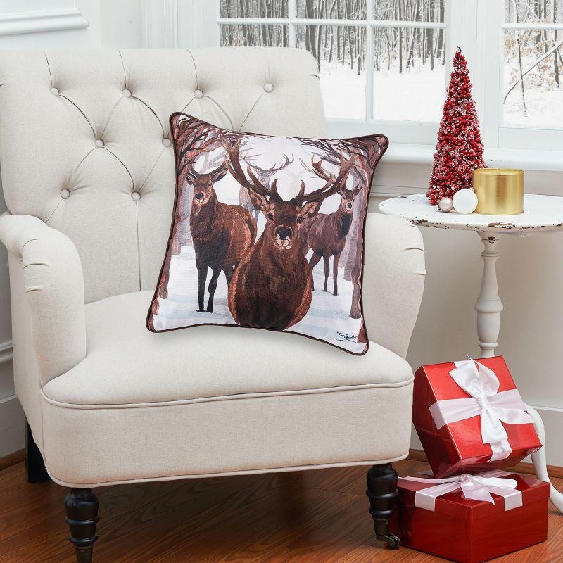 C&F Home 18" x 18" Deer Descending Christmas Holiday Throw Pillow