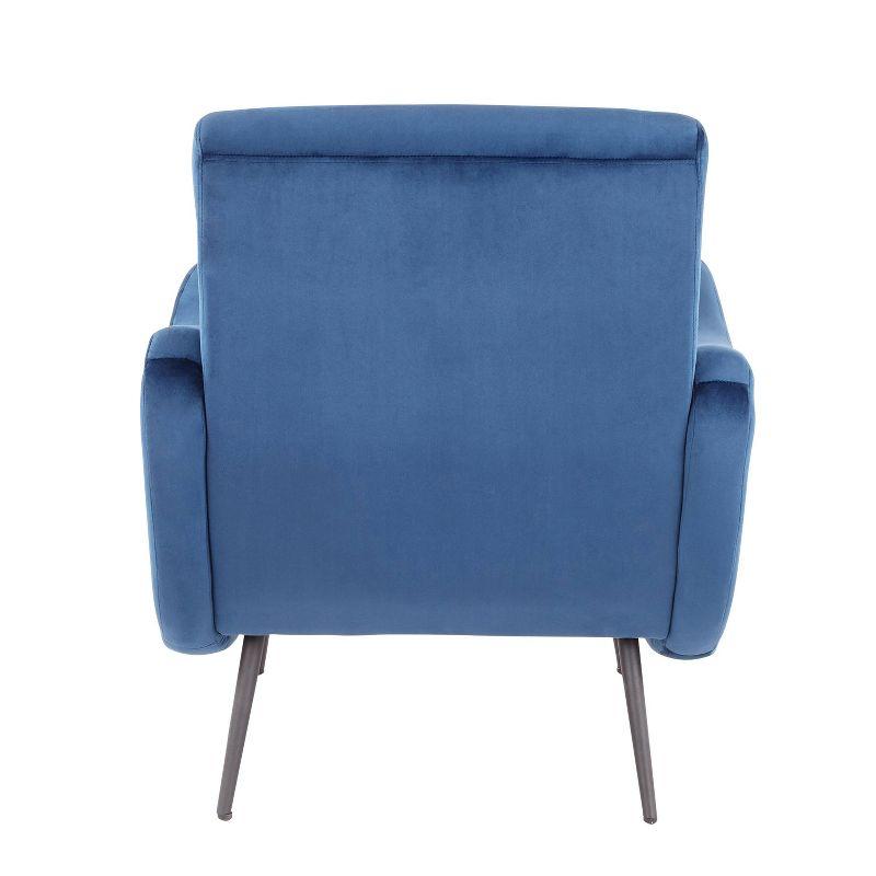 Rafael Contemporary Lounge Chair Black/Blue Velvet - LumiSource: High Tufted Backrest, Metal Legs, Comfortable Seating