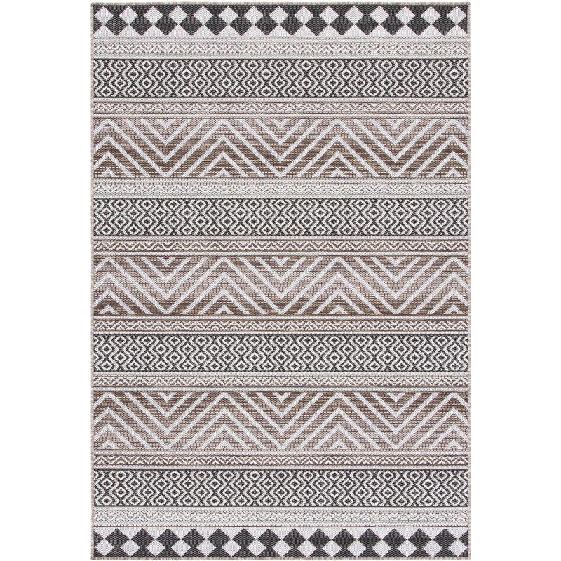 Havana Light Brown and Black Geometric Indoor/Outdoor Area Rug