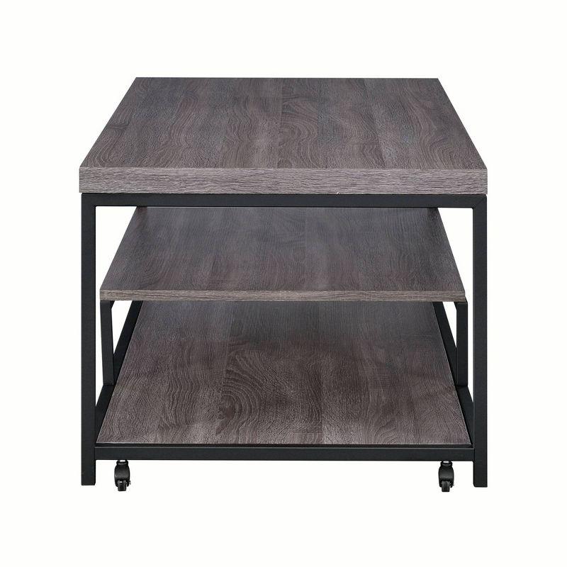 Aspen Weathered Gray Oak Metal Base 3PC Cocktail Table Set