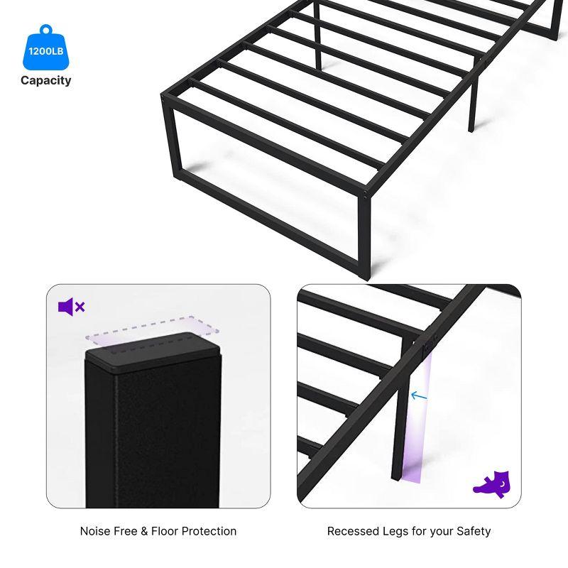 NapQueen Alpha New Metal Platform Bed Frame, Mattress Foundation with Steel Slats