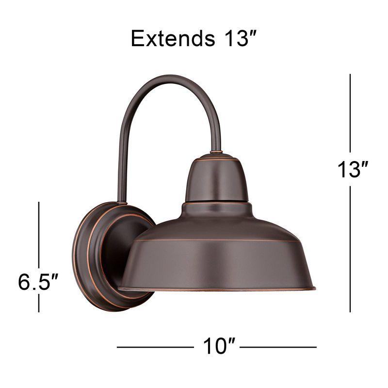 John Timberland Urban Barn Industrial Rustic Wall Light Sconce Oil Rubbed Bronze Hardwire 10" Fixture Gooseneck Arm for Bedroom Bathroom Vanity House