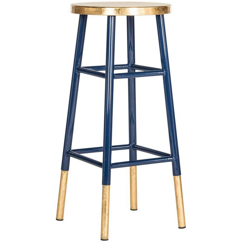 Emery Dipped Gold Leaf Bar Stool - FOX3230 - Navy/Gold - Safavieh Couture