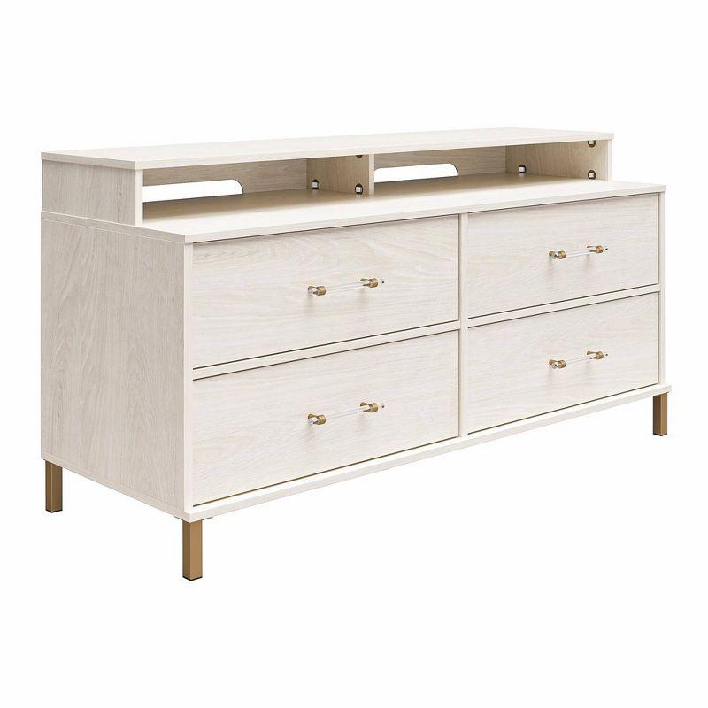 Kalissa 59'' White Oak Media Dresser with Gold Accents for TVs Up to 50"