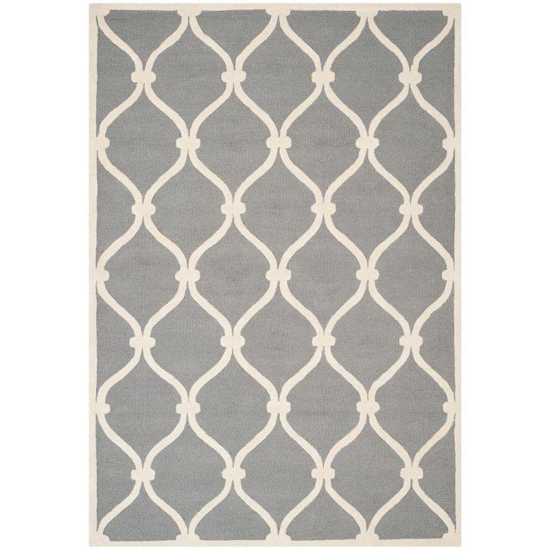 Hand-Tufted Dark Grey & Ivory Wool Area Rug 6' x 9'