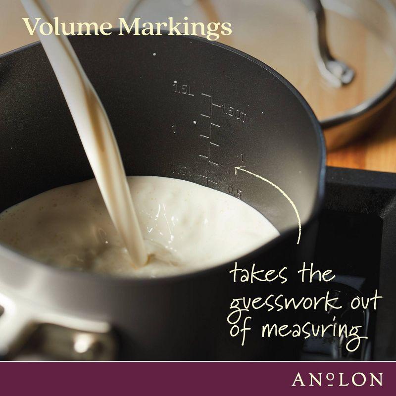 Anolon Advanced Home 2qt Covered Straining Saucepan Moonstone: Nonstick, Hard Anodized, Medium Sized, Gas & Electric Safe