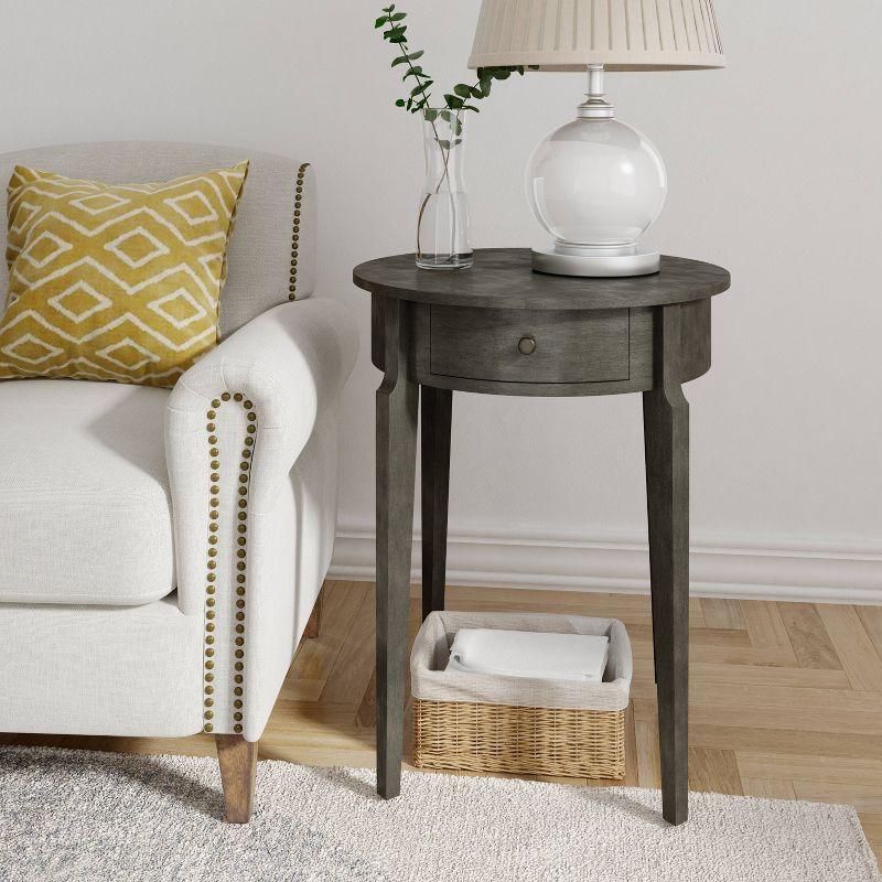 Thaddeus Round Side Table Dark Gray - Finch