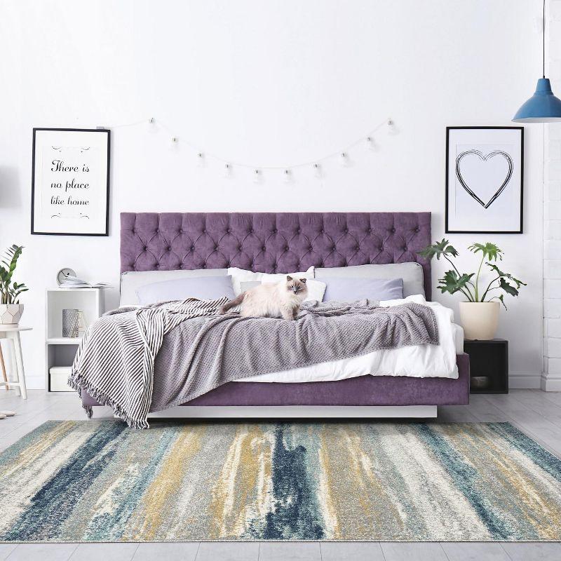 Luxe Weavers Abstract Stripe Yellow 4x5 Area Rug