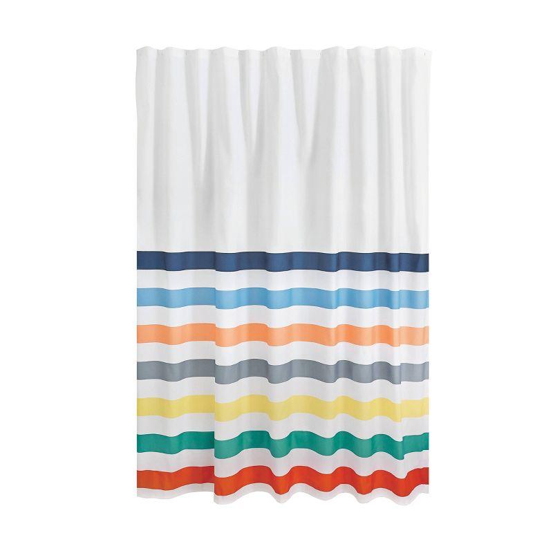 iDesign Multi Stripe PEVA Fabric Shower Curtain, Multicolor Bathroom Curtain