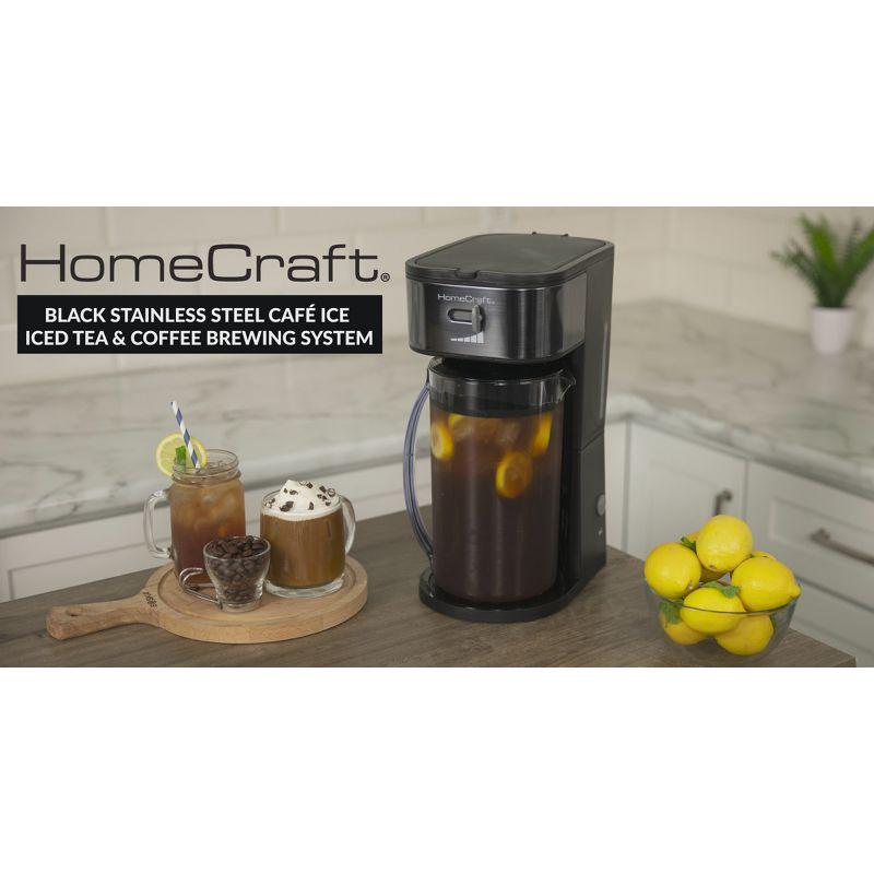 HomeCraft HCIT3BS 3-Quart Black Stainless Steel Café' Ice Iced Coffee and Tea Brewing System