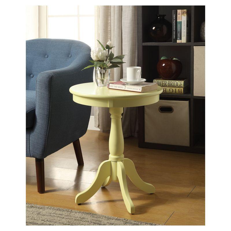 Yellow Round Wood Side Table with Graceful Legs