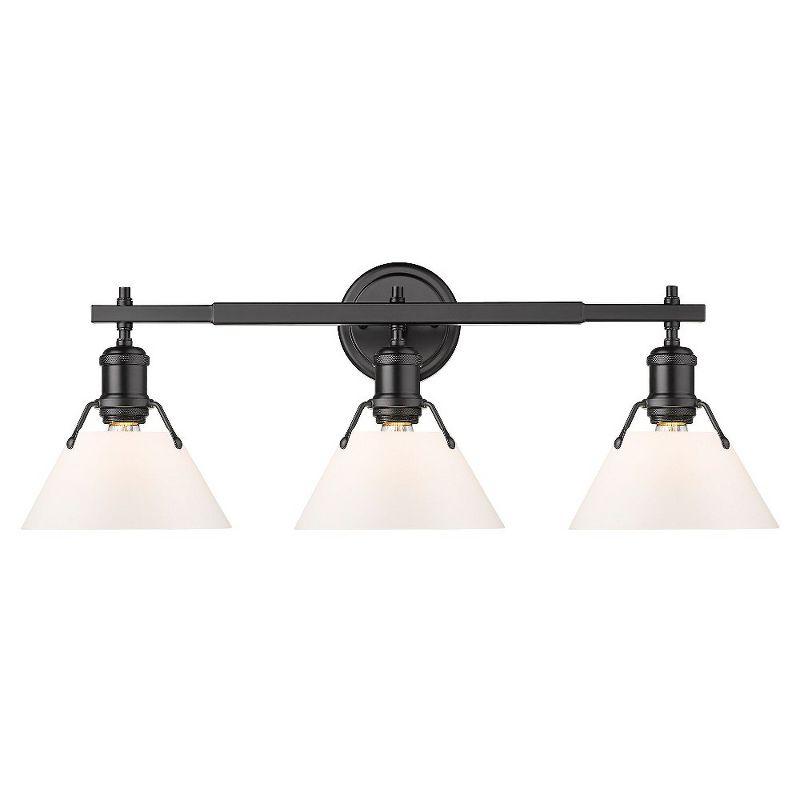 Golden Lighting Orwell 3-Light Vanity Light in Matte Black with Opal Glass