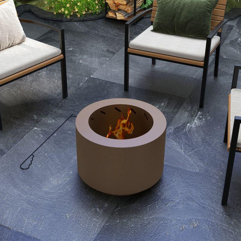 SHANRUGUOJI Outsunny Smokeless Fire Pit, 19" Portable Wood Burning Firepit With Poker, Low Smoke Camping Bonfire Stove For Backyard Patio Picnic, Stainless Steel