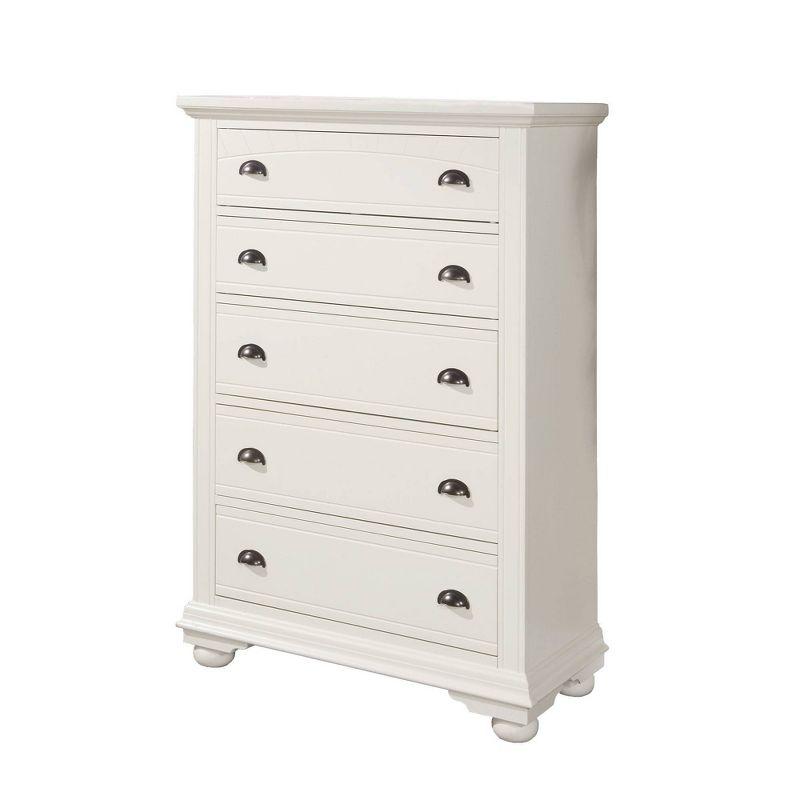 Charming Cottage White 5-Drawer French Country Chest