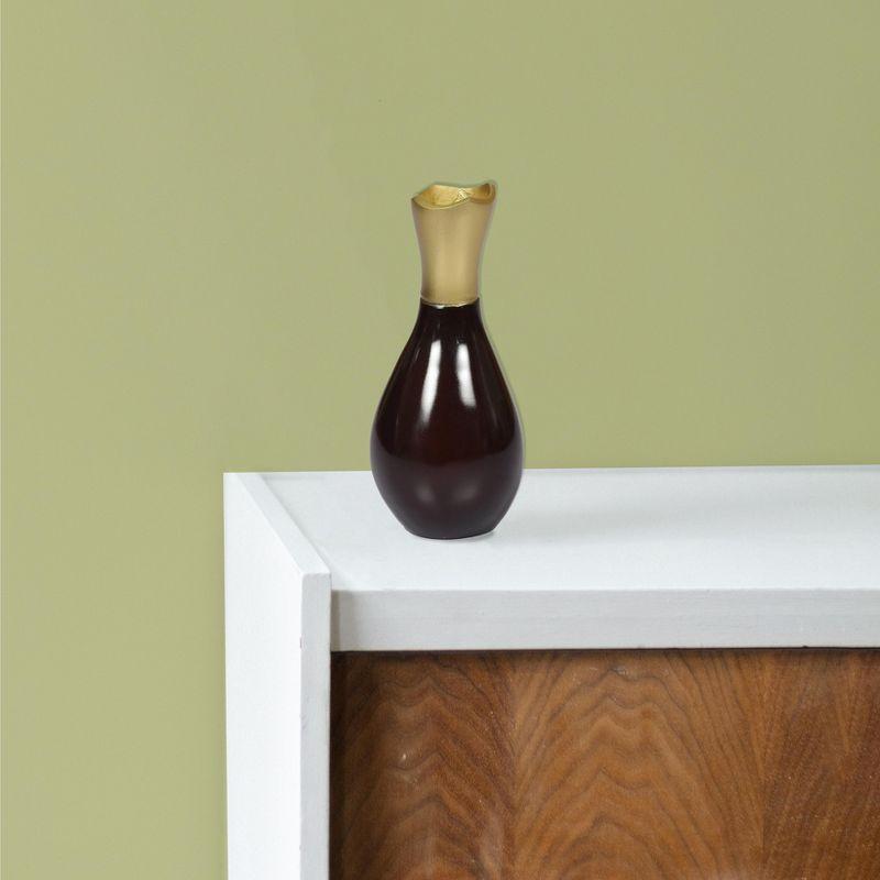 Uniquewise Aluminium-Casted Modern Decorative Flower Table Vase, Two Tone Brown and Gold 6.75 Inch