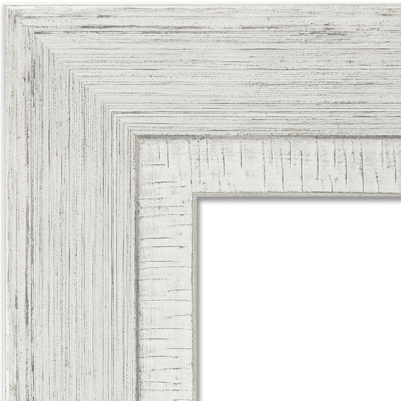 Amanti Art Rustic White Wash Beveled Wood Bathroom Wall Mirror