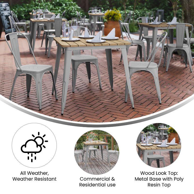 Flash Furniture Declan Commercial Grade Indoor/Outdoor Dining Table, 31.5" Square All Weather Poly Resin Top with Steel Base