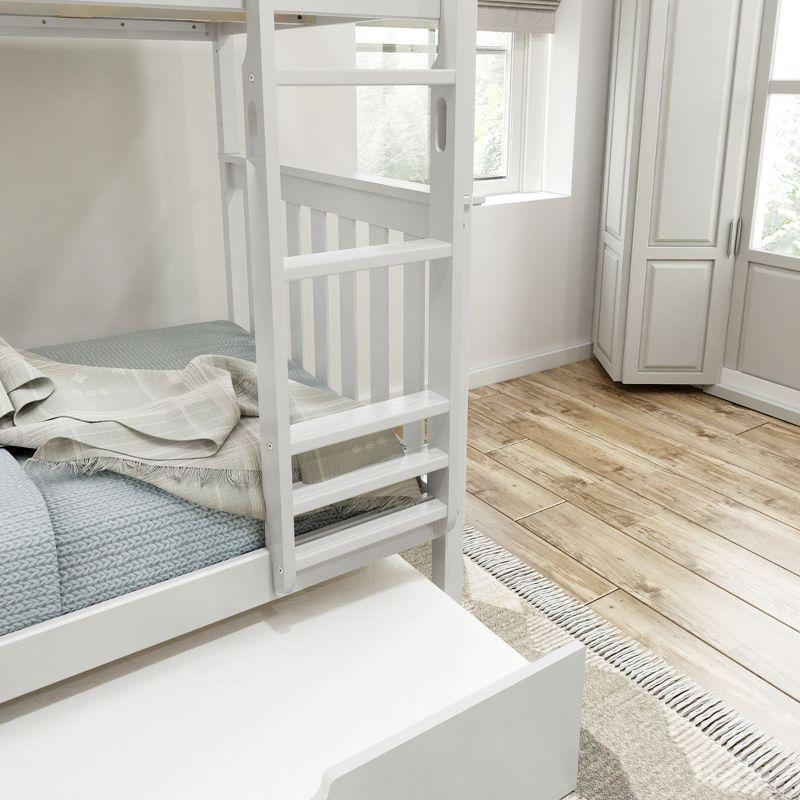 Plank+Beam Solid Wood Twin over Twin Bunk Bed with Storage Trundle for Adults/Kids, White