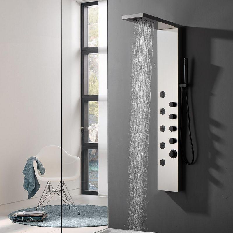 BWE 5-Jet Rainfall Shower Panel Tower System with Rainfall Waterfall Shower Head and Shower Wand