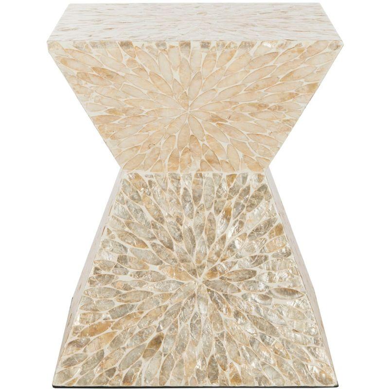 Calypso White Faux Mother-of-Pearl Mosaic Stool