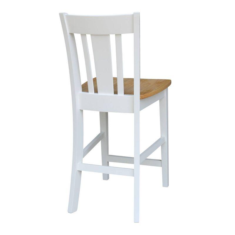 International Concepts 24" San Remo Counter Height Barstool White/Natural: Hardwood Frame, Armless Design, Fixed Seat Height