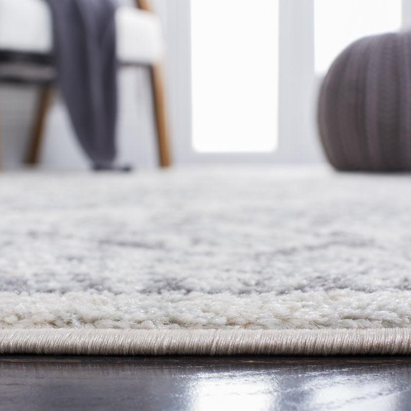 Ivory and Gray Square Synthetic Area Rug