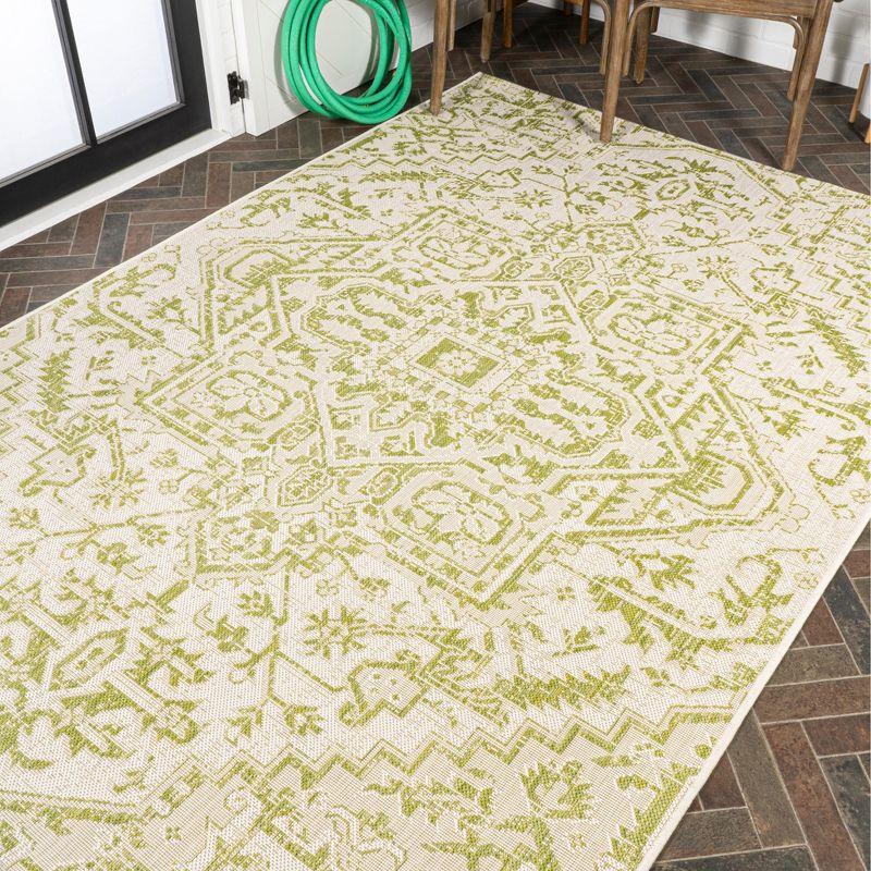 Estrella Bohemian Inspired Medallion Textured Weave Indoor/Outdoor Area Rug - JONATHAN Y