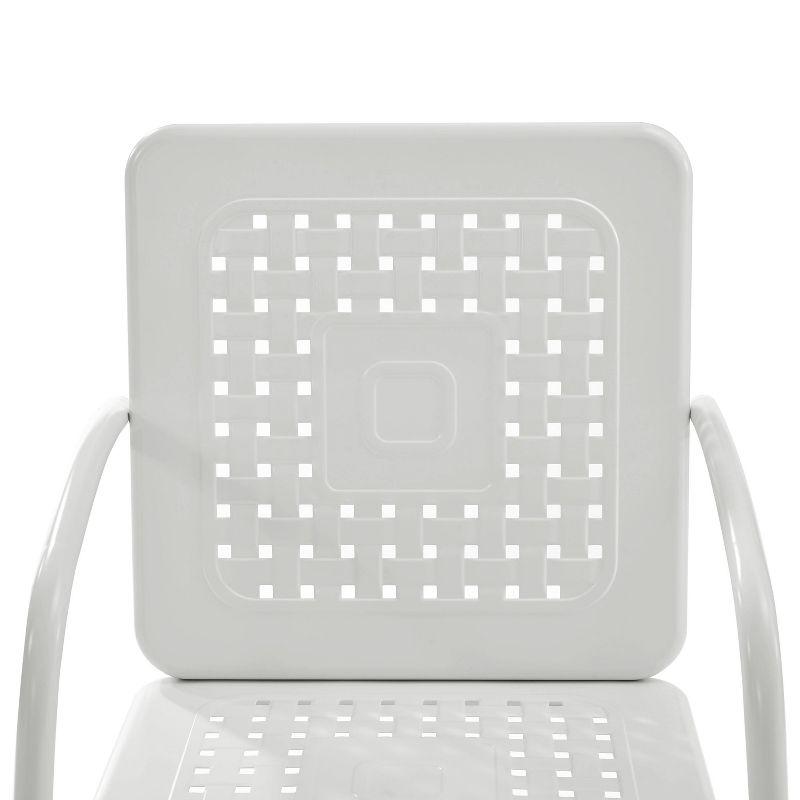 Crosley 2pk Bates Outdoor Steel Arm Chairs White: Vintage Style, Powder-Coated Finish, UV & Weather Resistant