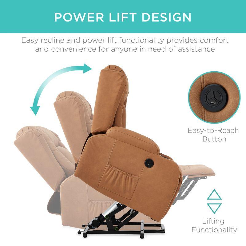 Hokku Designs Xola Electric Power Lift Recliner Massage Chair Furniture w/ USB Port, Heat, Cupholders